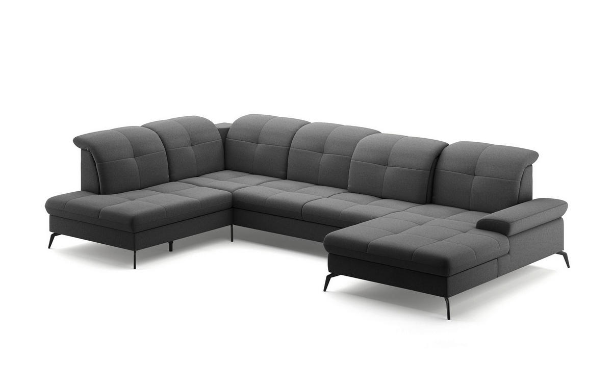 WOHNLANDSCHAFT in Flachgewebe Dunkelgrau  - Dunkelgrau/Schwarz, Konventionell, Textil/Metall (231/357/185cm) - Sit & More