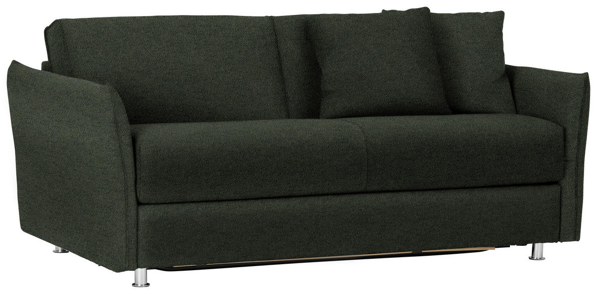 SCHLAFSOFA in Textil Dunkelgrün  - Chromfarben/Dunkelgrün, Modern, Textil/Metall (194/85/100cm) - Bali