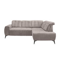ECKSOFA Taupe Mikrofaser  - Taupe/Schwarz, MODERN, Textil/Metall (261/200cm) - Livetastic