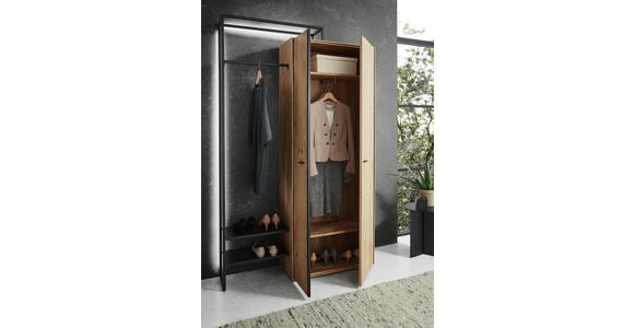 GARDEROBENSCHRANK 128,9/210,3/37 cm - Dunkelgrau/Eichefarben, Natur, Holz/Metall (128,9/210,3/37cm) - Valnatura