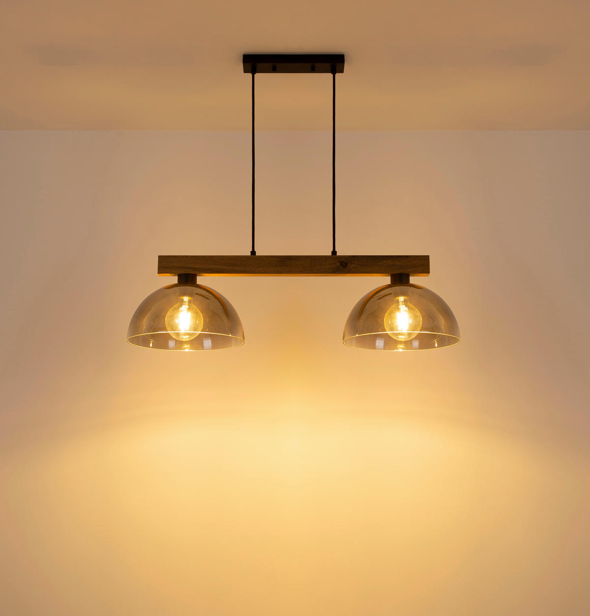 HÄNGELEUCHTE 85/30/120 cm  - Klar/Dunkelbraun, Design, Glas/Holz (85/30/120cm)