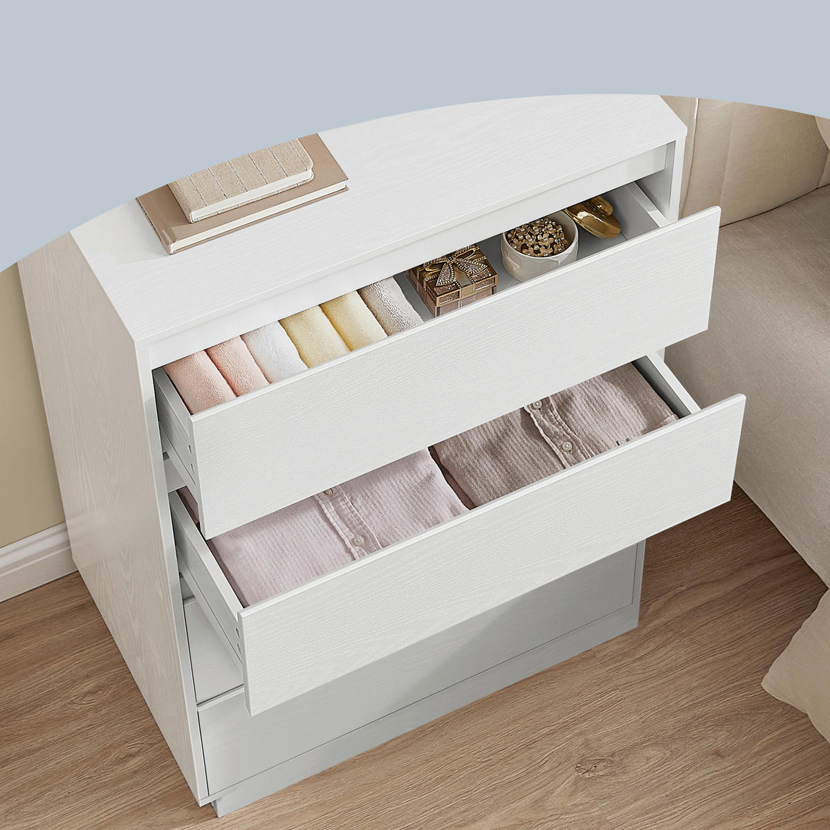 KOMMODE , 60,2/97,4/40,4 cm, 4 Schublade(n)  - Weiß, Trend, Holzwerkstoff (60,2/97,4/40,4cm) - Boxxx