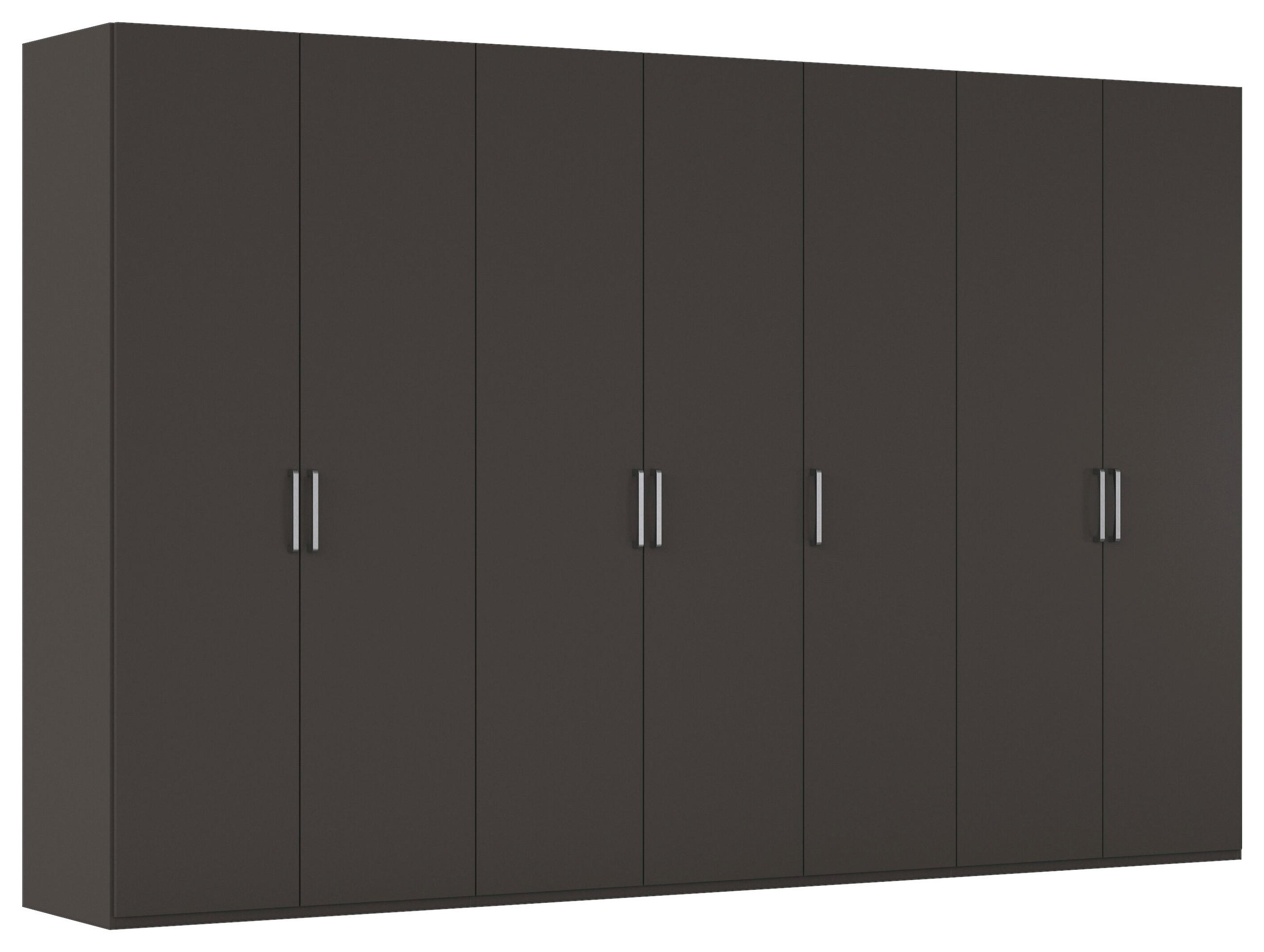 DREHTÜRENSCHRANK 350/223/61 cm,  in Graphitfarben, 7-türig  - Edelstahlfarben/Graphitfarben, Basics, Holzwerkstoff/Metall (350/223/61cm) - Novel