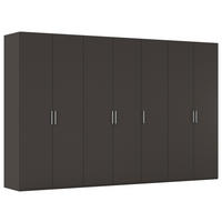 DREHTÜRENSCHRANK 350/223/61 cm,  in Graphitfarben, 7-türig  - Edelstahlfarben/Graphitfarben, Basics, Holzwerkstoff/Metall (350/223/61cm) - Novel