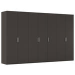 DREHTÜRENSCHRANK 350/223/61 cm,  in Graphitfarben, 7-türig  - Edelstahlfarben/Graphitfarben, Basics, Holzwerkstoff/Metall (350/223/61cm) - Novel