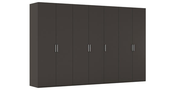 DREHTÜRENSCHRANK 350/235/61 cm,  in Graphitfarben, 7-türig  - Edelstahlfarben/Graphitfarben, Basics, Holzwerkstoff/Metall (350/235/61cm) - Novel