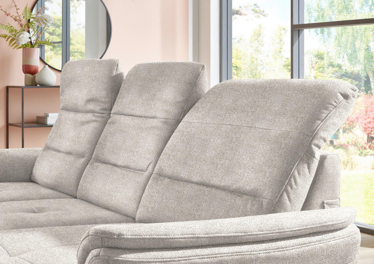 ECKSOFA in Flachgewebe Creme  - Creme/Schwarz, Konventionell, Textil/Metall (260/181cm) - Beldomo Speed