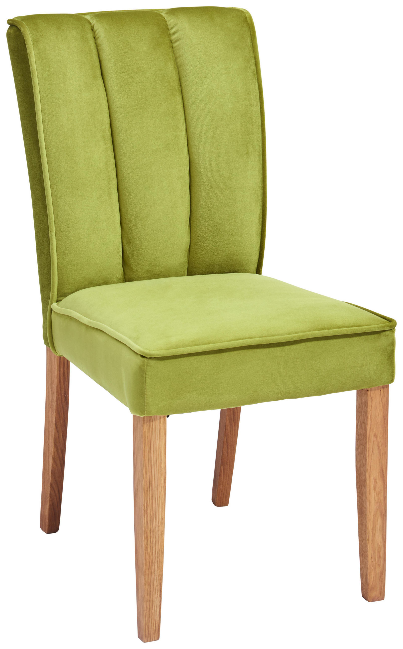 Stuhl in Holz, Textil Eichefarben, Hellgrün