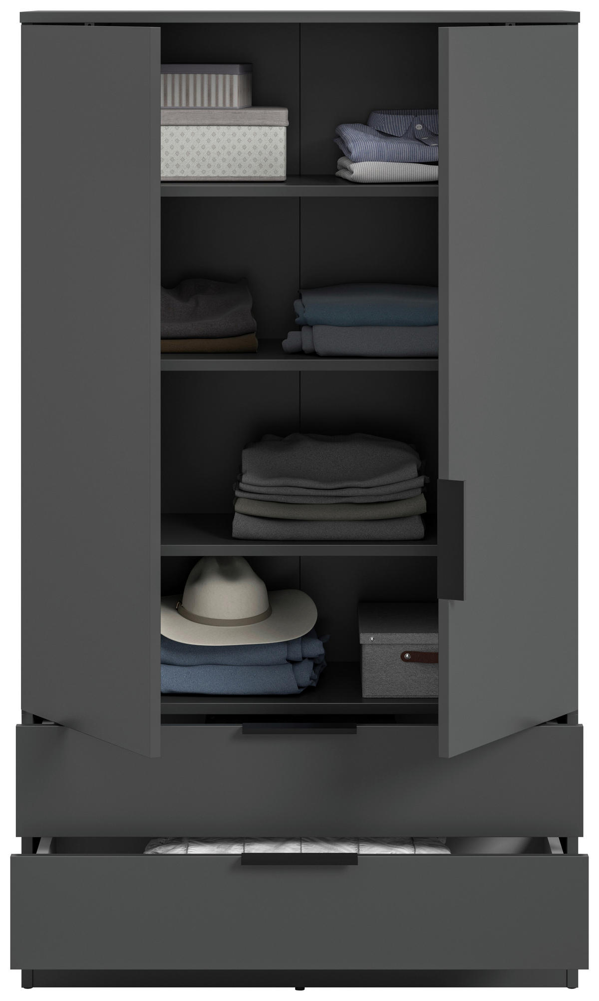 DREHTÜRENSCHRANK 80/140/37 cm,  in Anthrazit, 2-türig  - Anthrazit/Schwarz, MODERN, Holzwerkstoff/Kunststoff (80/140/37cm) - MID.YOU