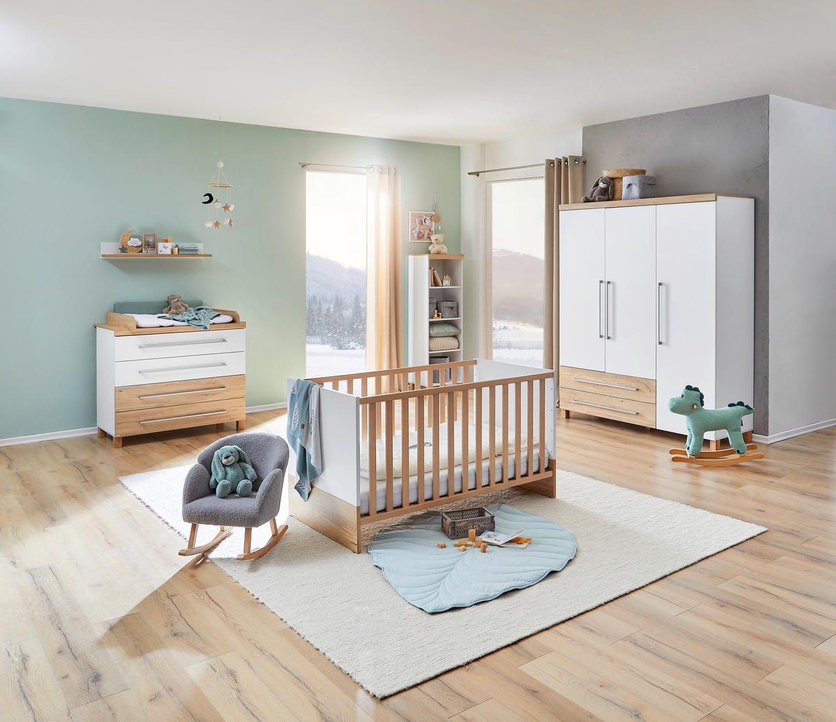 GITTERBETT Lennox Fresh 70/140 cm  - Eichefarben/Weiß, Basics, Holzwerkstoff (70/140cm) - Paidi