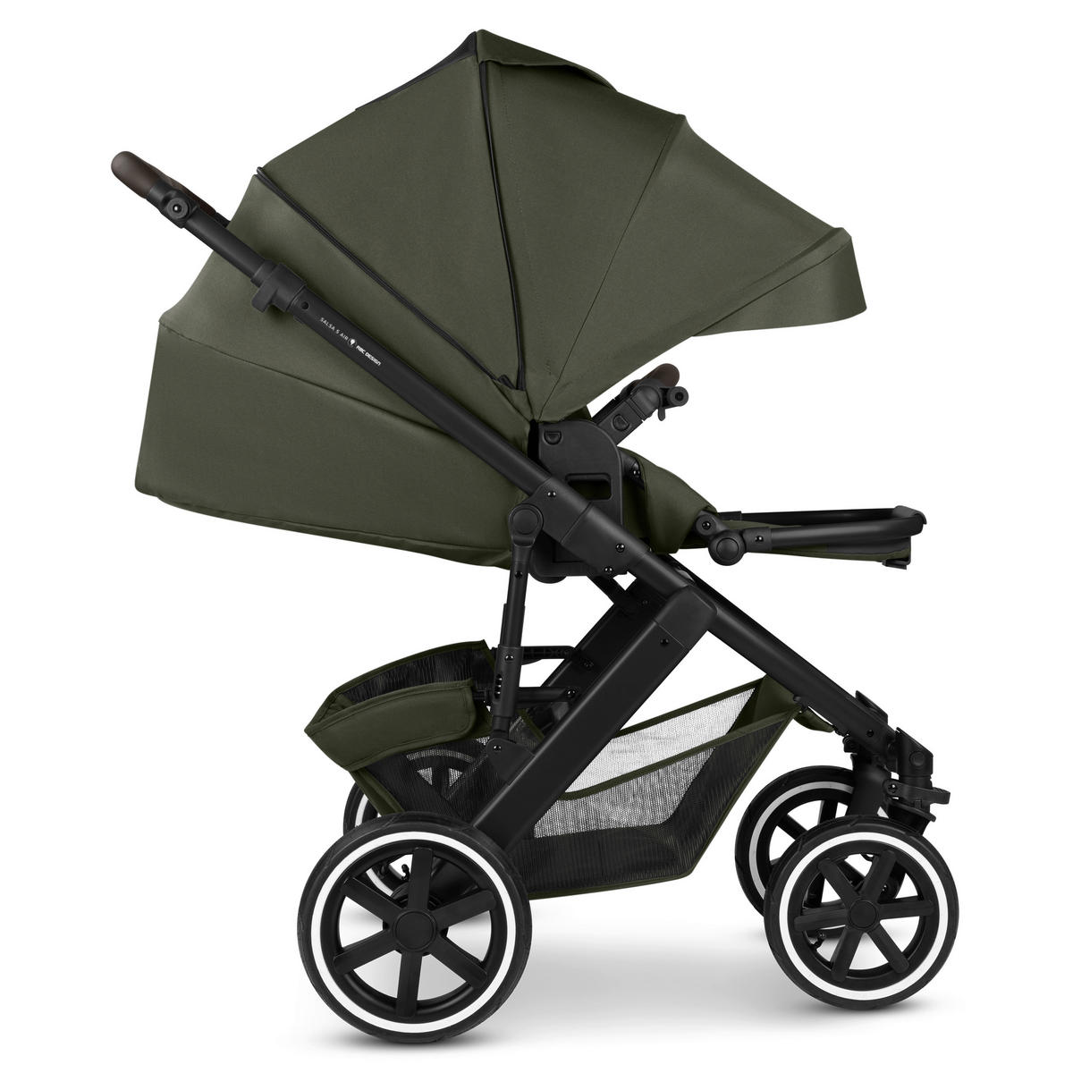 KINDERWAGENSET Salsa 5 Air 3in1 Set Calla  - Schwarz/Olivgrün, Basics, Textil/Metall (63/118/95.5cm) - ABC Design