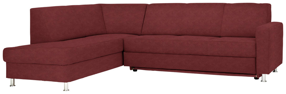 ECKSOFA in Flachgewebe Rot  - Chromfarben/Rot, Design, Textil/Metall (198/256cm) - Xora