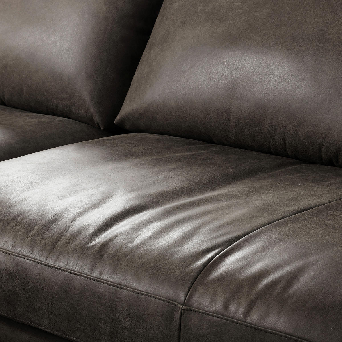 ECKSOFA in Echtleder Fango  - Fango/Schwarz, Design, Leder/Metall (172/313cm) - Livetastic