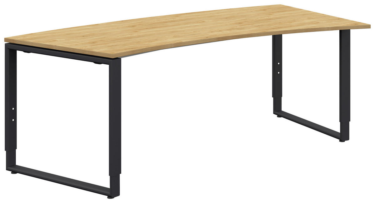 SCHREIBTISCH 200/80-100/68-82 cm  in Anthrazit, Hickory  - Anthrazit/Hickory, Design, Holzwerkstoff/Metall (200/80-100/68-82cm) - Moderano