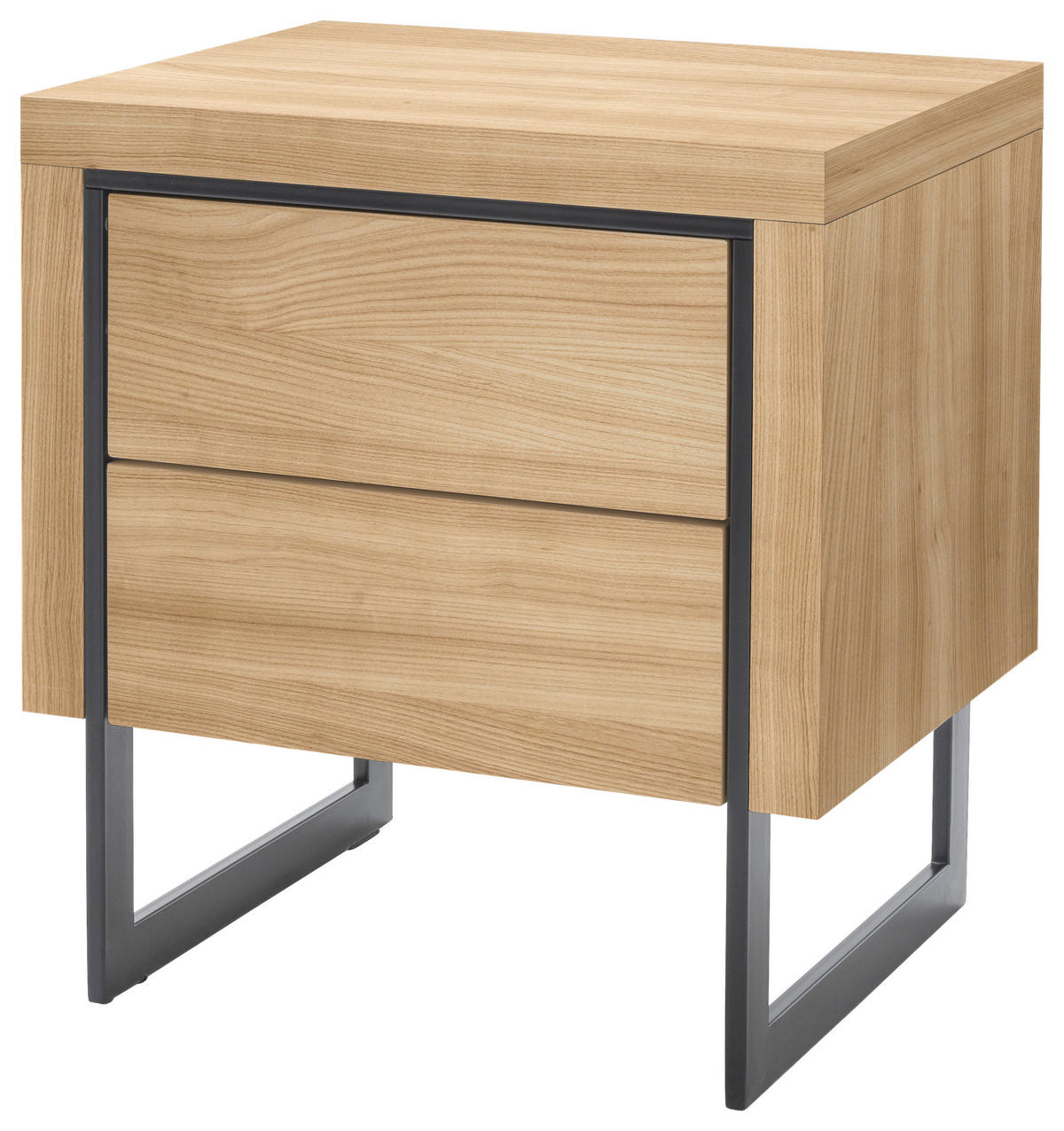 NACHTSCHRANK 50/55/40 cm Eiche furniert  - Eichefarben/Schwarz, Design, Holz/Holzwerkstoff (50/55/40cm)