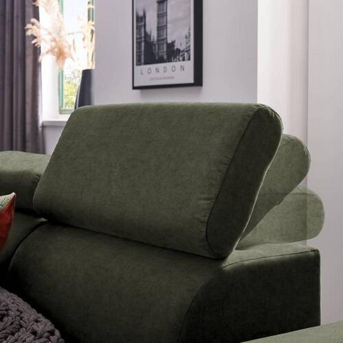 ECKSOFA in Velours Grün  - Schwarz/Grün, Design, Textil/Metall (191/261cm) - Stylife