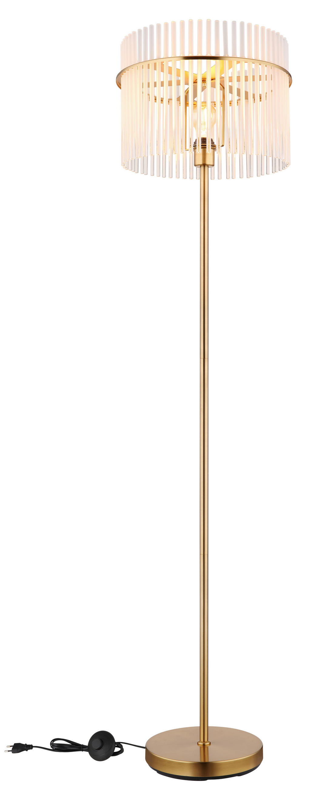 STEHLEUCHTE - Klar/Goldfarben, Konventionell, Glas/Metall (38/152cm) - Globo
