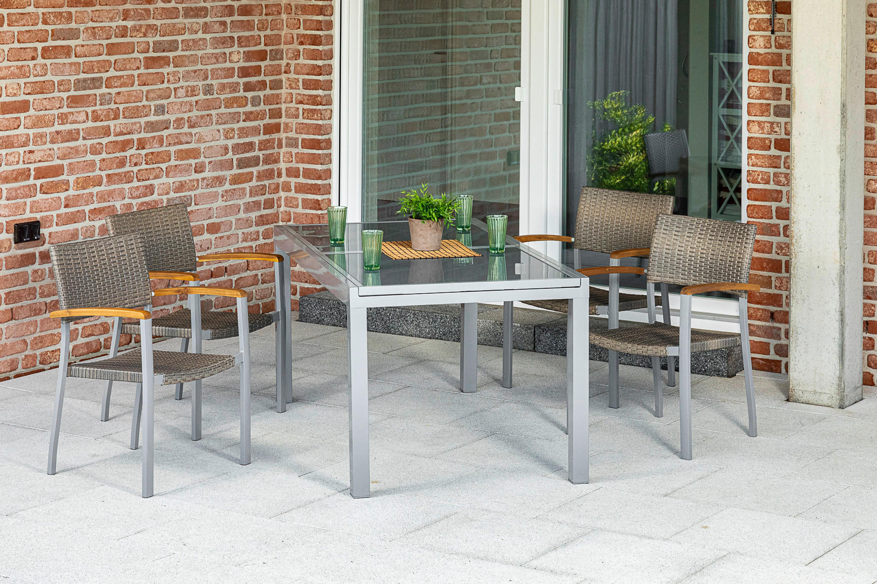 GARTENSET Akazie massiv Aluminium  - Silberfarben/Grau, MODERN, Holz/Kunststoff - Gardenson