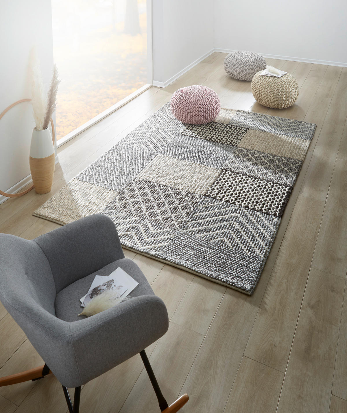 ROČNO TKANA PREPROGA  160/230 cm  tkano  siva  - siva, Natur, tekstil (160/230cm) - Linea Natura