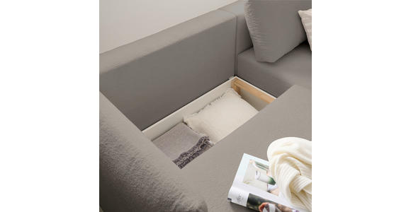 ECKSOFA Beige Jersey Rückenkissen, Bettkasten, Schlaffunktion, Rücken echt, Liegefläche im Originalstoff  - Beige/Schwarz, KONVENTIONELL, Kunststoff/Textil (238/148cm) - Carryhome