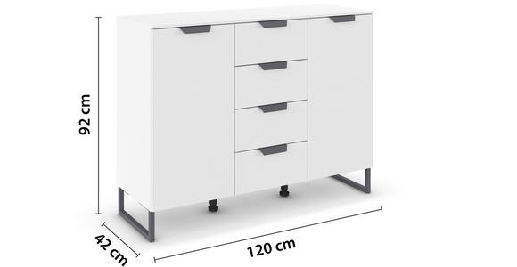 SIDEBOARD  in 120/92/42 cm  - Dunkelgrau/Weiß, Design, Holzwerkstoff/Metall (120/92/42cm) - Xora