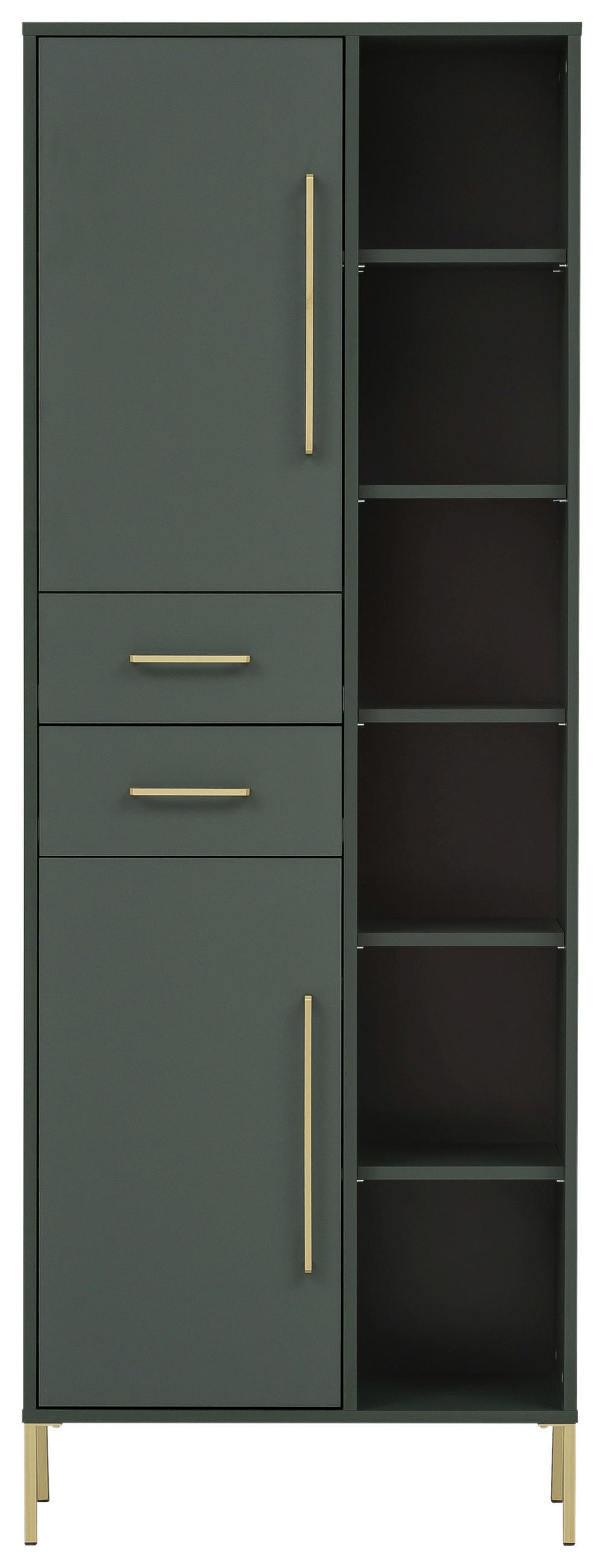 HOCHSCHRANK 67,1/184,3/33,1 cm  - Waldgrün/Goldfarben, MODERN, Holzwerkstoff/Metall (67,1/184,3/33,1cm) - Stylife
