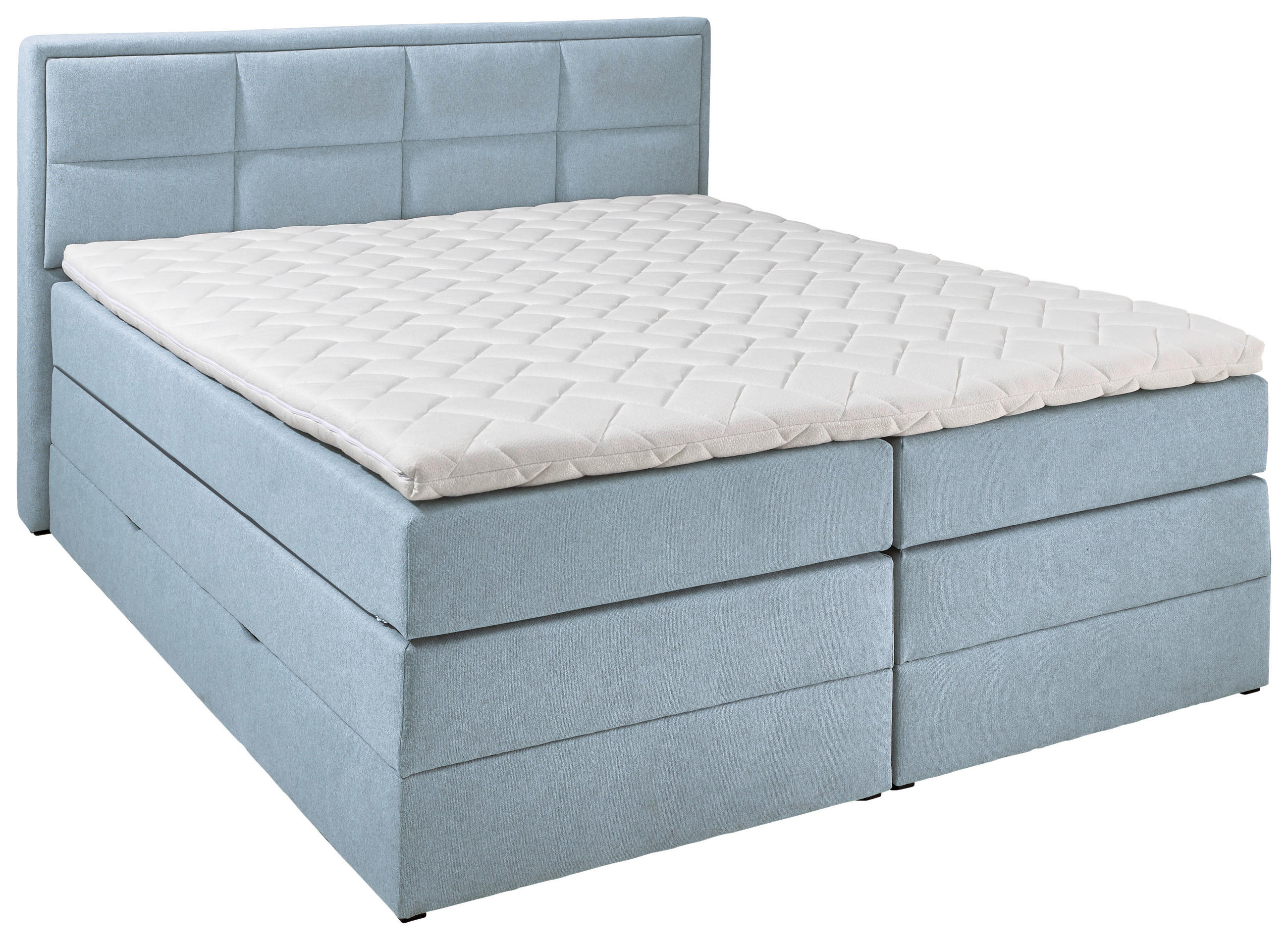 BOXSPRINGBETT 140/200 cm,  in Türkis, Matratze, Bettkasten, Topper, H2 + H3 = mittel + fest  - Türkis/Schwarz, KONVENTIONELL, Kunststoff/Textil (140/200cm) - Carryhome