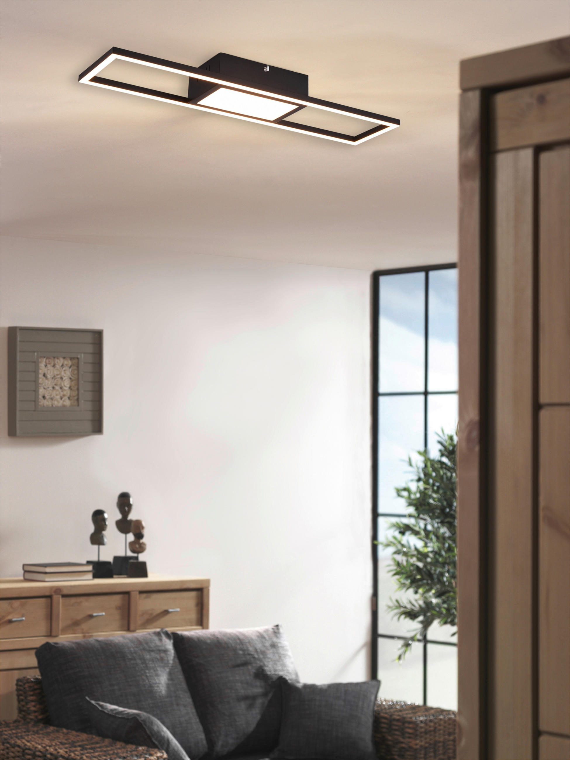 LED-DECKENLEUCHTE Rigido 60/6/13 cm   - Schwarz, Design, Metall (60/6/13cm)