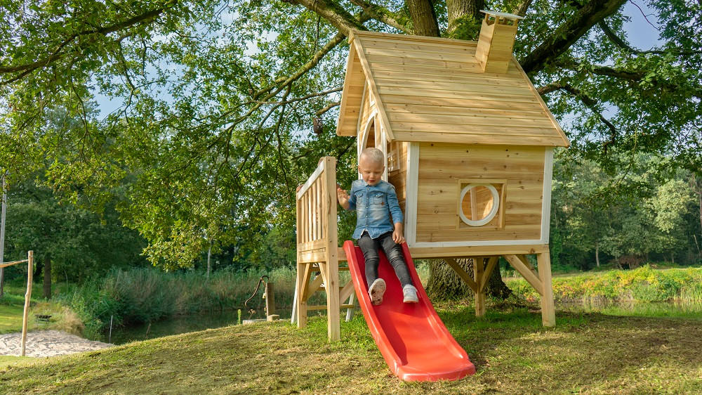 SPIELHAUS  - Rot/Naturfarben, KONVENTIONELL, Holz (246/166/227cm) - EXIT Toys