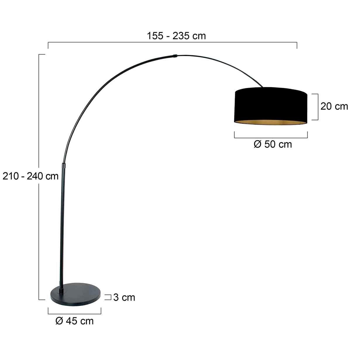 STEHLEUCHTE SPARKLED LIGHT 50/240/230 cm  - Schwarz, Trend, Textil/Metall (50/240/230cm)