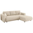 ECKSOFA inkl. Funktionen Creme Cord  - Creme/Schwarz, KONVENTIONELL, Kunststoff/Textil (260/200cm) - Xora