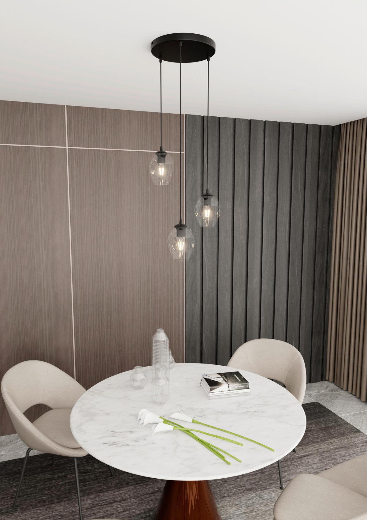 HÄNGELEUCHTE  40/40/100 cm    - Schwarz, KONVENTIONELL, Glas/Metall (40/40/100cm)