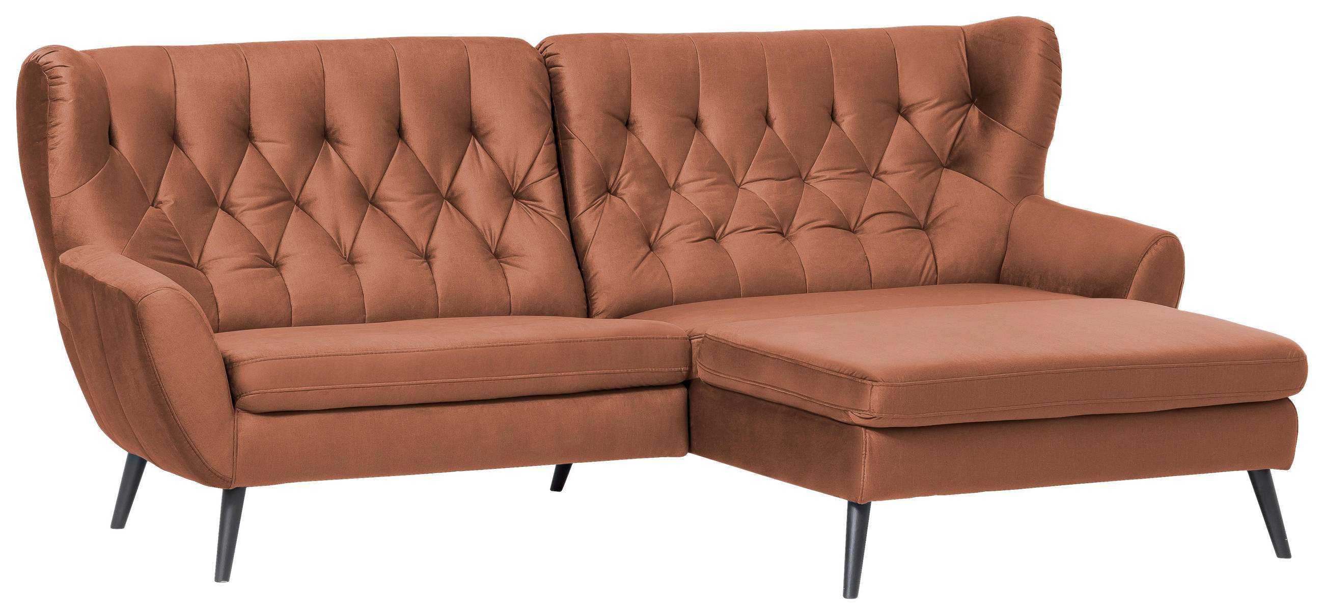 ECKSOFA in Mikrofaser Kupferfarben  - Schwarz/Kupferfarben, Design, Holz/Textil (237/165cm) - Stylife