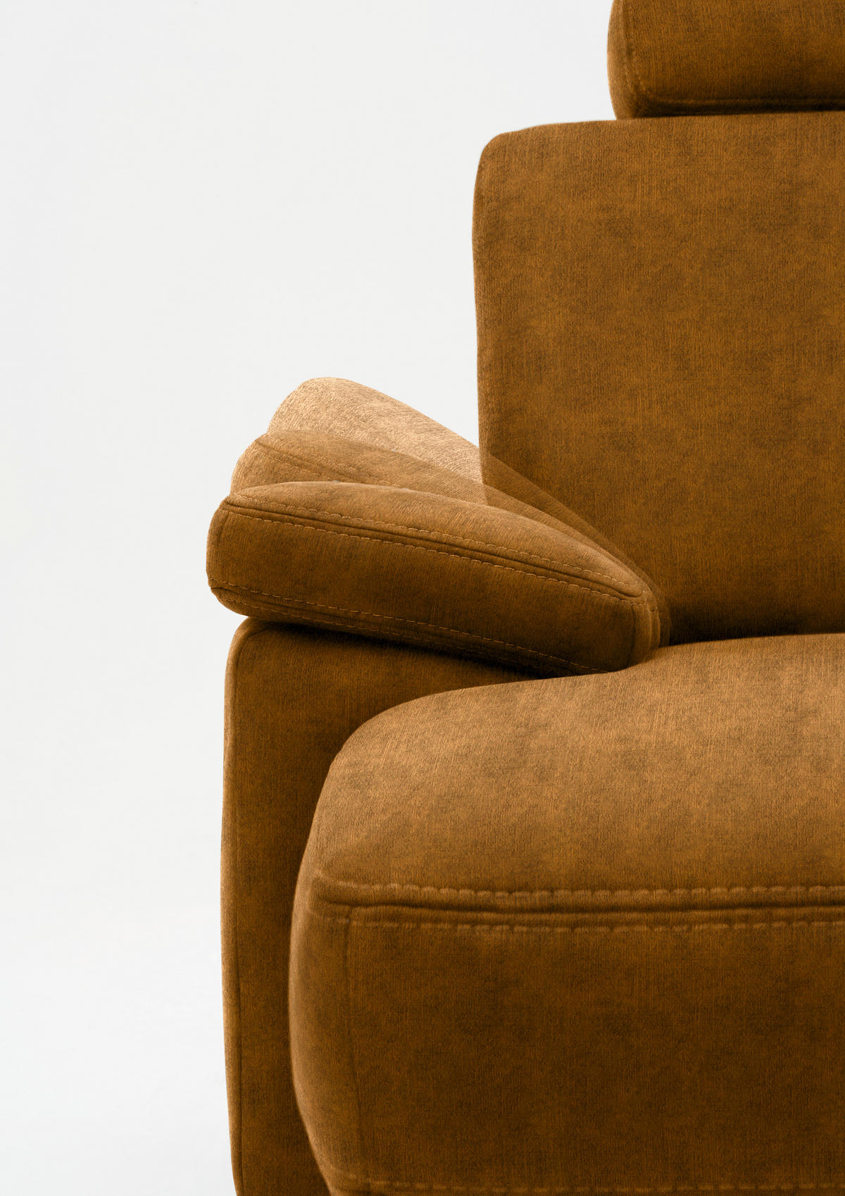 WOHNLANDSCHAFT in Velours Cognac  - Eichefarben/Cognac, Konventionell, Holz/Textil (235/316/167cm) - Beldomo System