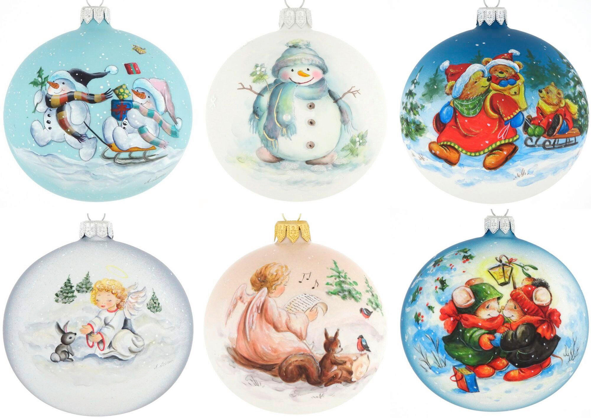 KARÁCSONYFAGÖMB - világoskék/szürkésfehér, Lifestyle, Üveg/fém (10cm) - X-Mas