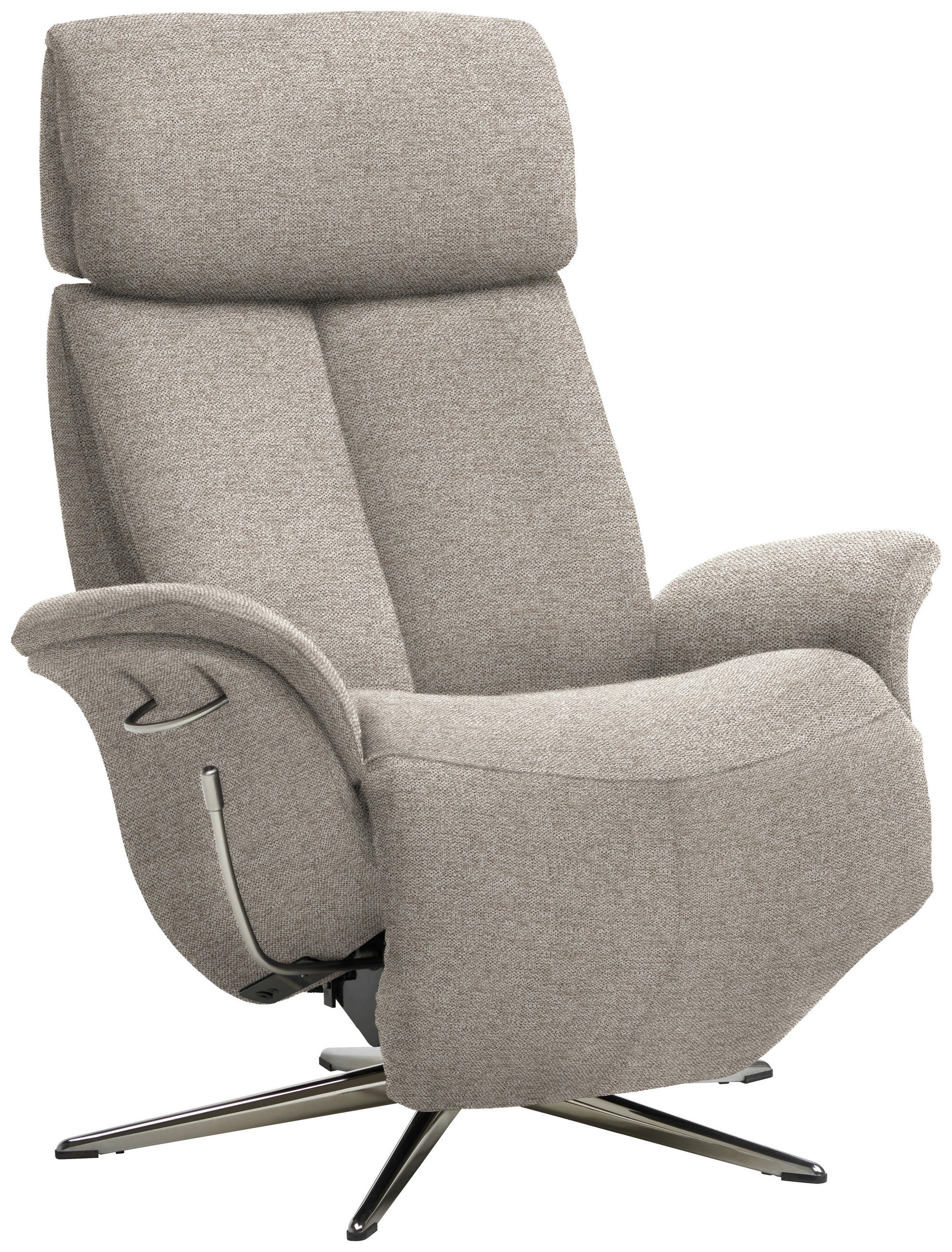 RELAXSESSEL Webstoff Relaxfunktion, Kopfteilverstellung, Fußteilverstellung    - Chromfarben/Hellbraun, Design, Textil/Metall (78/102-111/84cm) - Welnova
