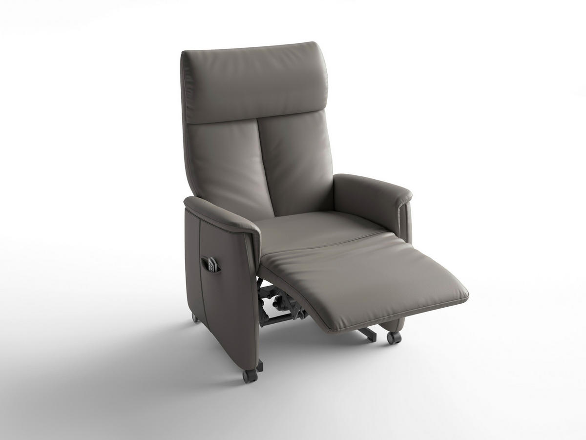 RELAXSESSEL TV CREMONA COMFORT E XL Echtleder Kopfteilverstellung, Fußteilverstellung, Rücken echt    - Schwarz/Mokka, Basics, Leder/Kunststoff (76/119/84cm) - Sit & More