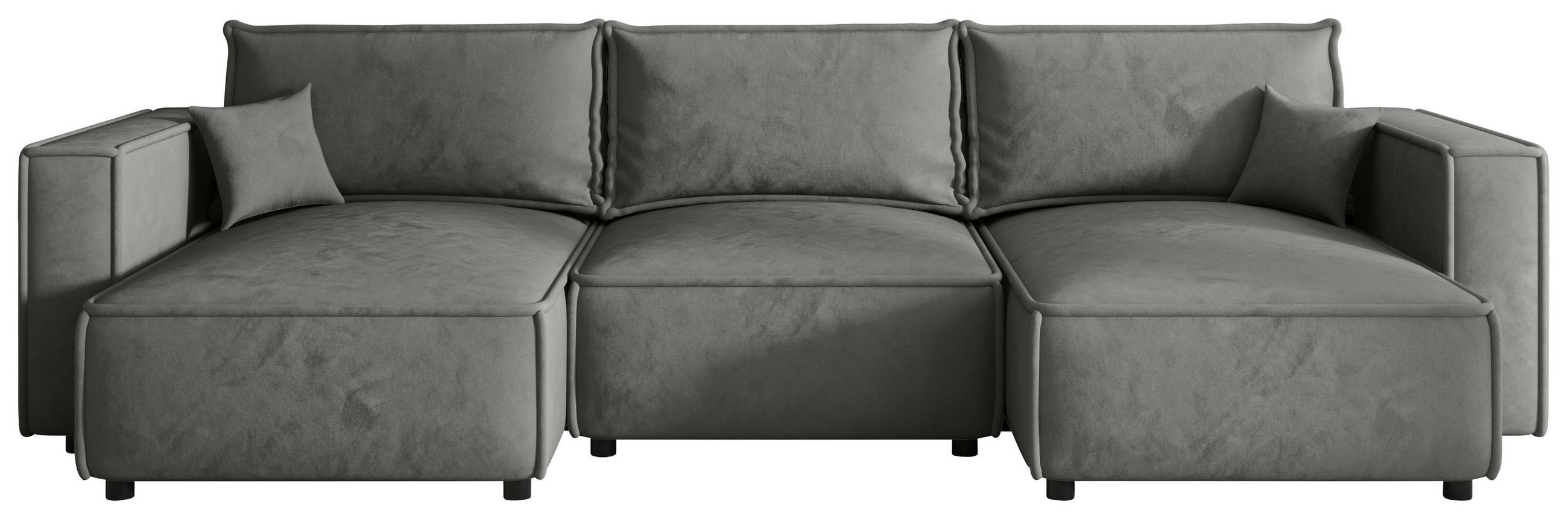 WOHNLANDSCHAFT Grau Webstoff  - Schwarz/Grau, MODERN, Kunststoff/Textil (153/350/153cm) - Xora