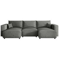 WOHNLANDSCHAFT Grau Webstoff  - Schwarz/Grau, MODERN, Kunststoff/Textil (153/350/153cm) - Xora