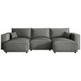 WOHNLANDSCHAFT Grau Webstoff  - Schwarz/Grau, MODERN, Kunststoff/Textil (153/350/153cm) - Xora