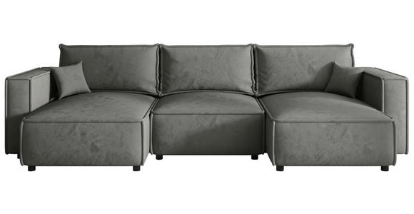 WOHNLANDSCHAFT Grau Webstoff  - Schwarz/Grau, MODERN, Kunststoff/Textil (153/350/153cm) - Xora