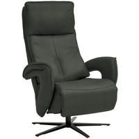 RELAXSESSEL in Leder Dunkelgrün  - Dunkelgrün/Schwarz, Design, Leder/Metall (77/119/87cm) - Valdera