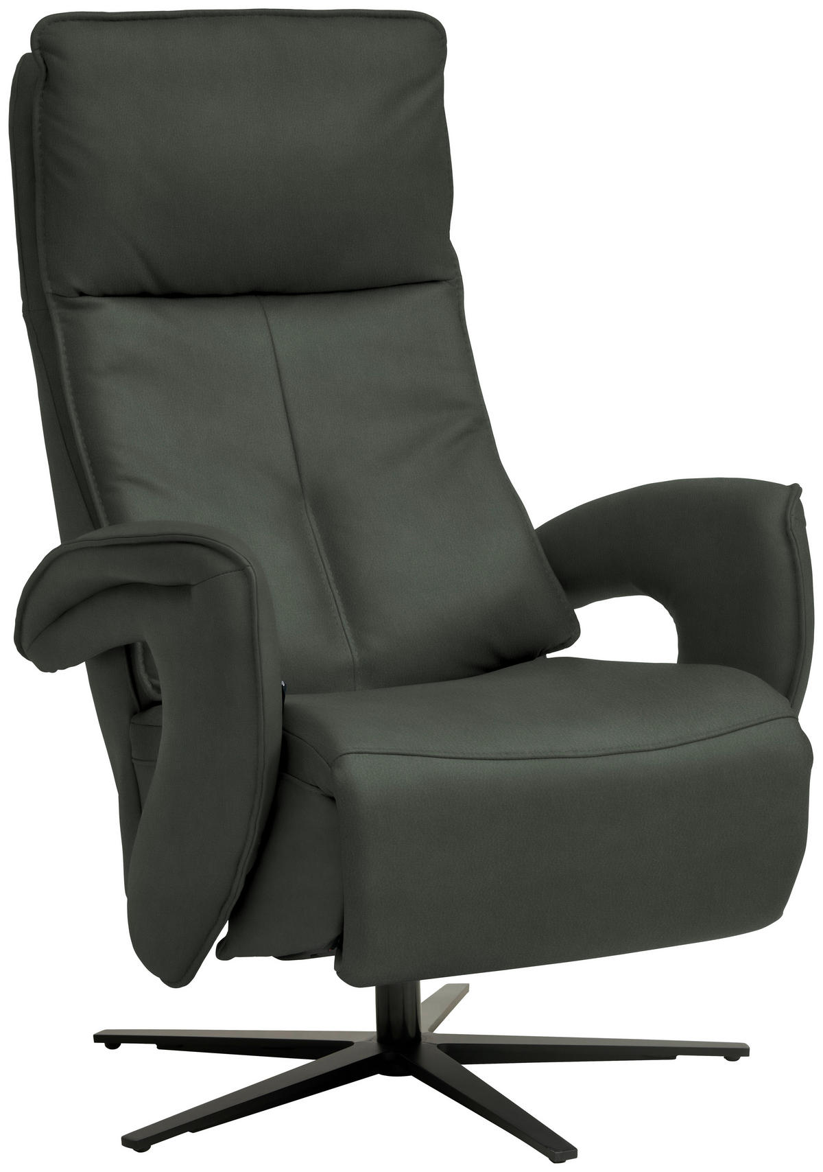 RELAXSESSEL in Leder Dunkelgrün  - Dunkelgrün/Schwarz, Design, Leder/Metall (77/119/87cm) - Valdera