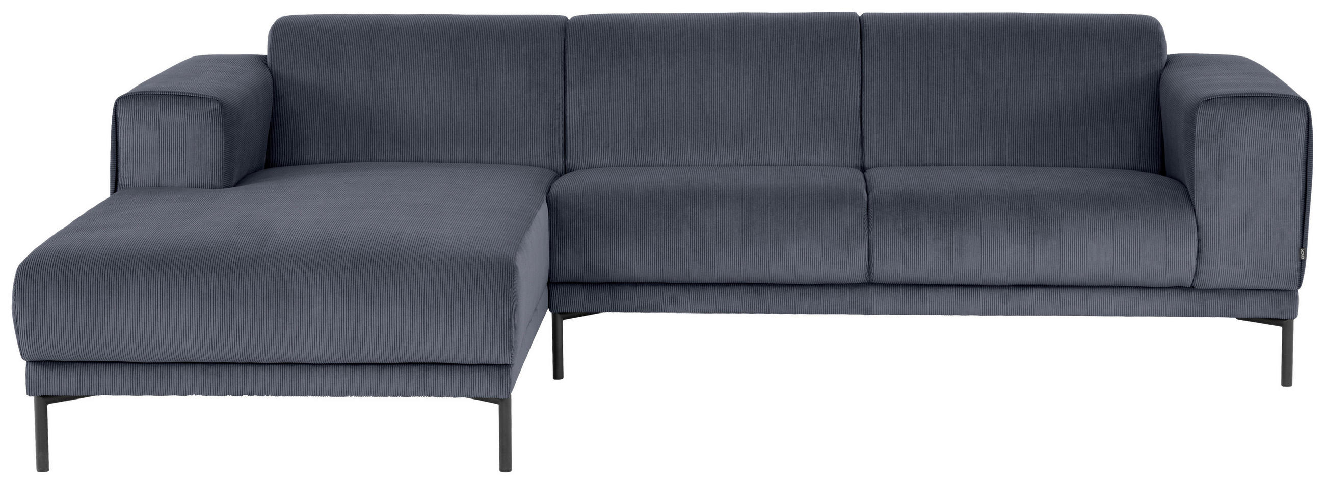ECKSOFA Graublau Cord  - Graublau/Schwarz, Design, Textil/Metall (262/183cm) - MID.YOU