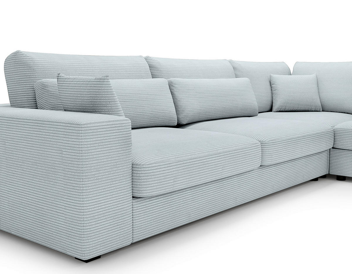ECKSOFA in Cord Pastellgrün  - Pastellgrün/Schwarz, Konventionell, Kunststoff/Textil (314/250cm) - Carryhome