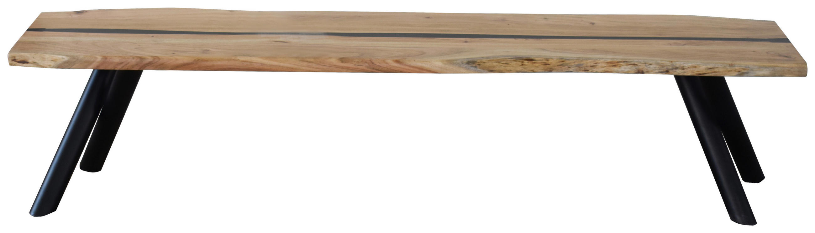 SITZBANK Schwarz, Akaziefarben Akazie vollmassiv  - Schwarz/Akaziefarben, LIFESTYLE, Holz/Metall (200/40/45cm) - Landscape