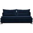 SCHLAFSOFA  in Chenille, Plüsch Blau  - Blau/Schwarz, MODERN, Textil/Metall (208/73/92/102cm) - Novel