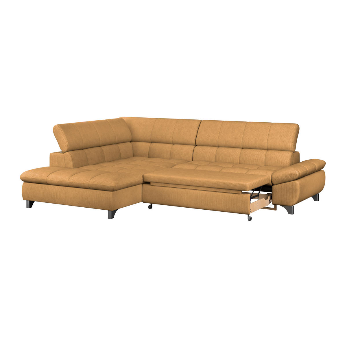 ECKSOFA Goldfarben Chenille  - Chromfarben/Goldfarben, KONVENTIONELL, Textil/Metall (234/312cm) - Livetastic
