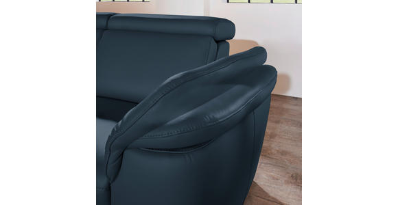 ECKSOFA in Echtleder Dunkelblau  - Alufarben/Dunkelblau, Design, Leder/Metall (242/271cm) - Cantus