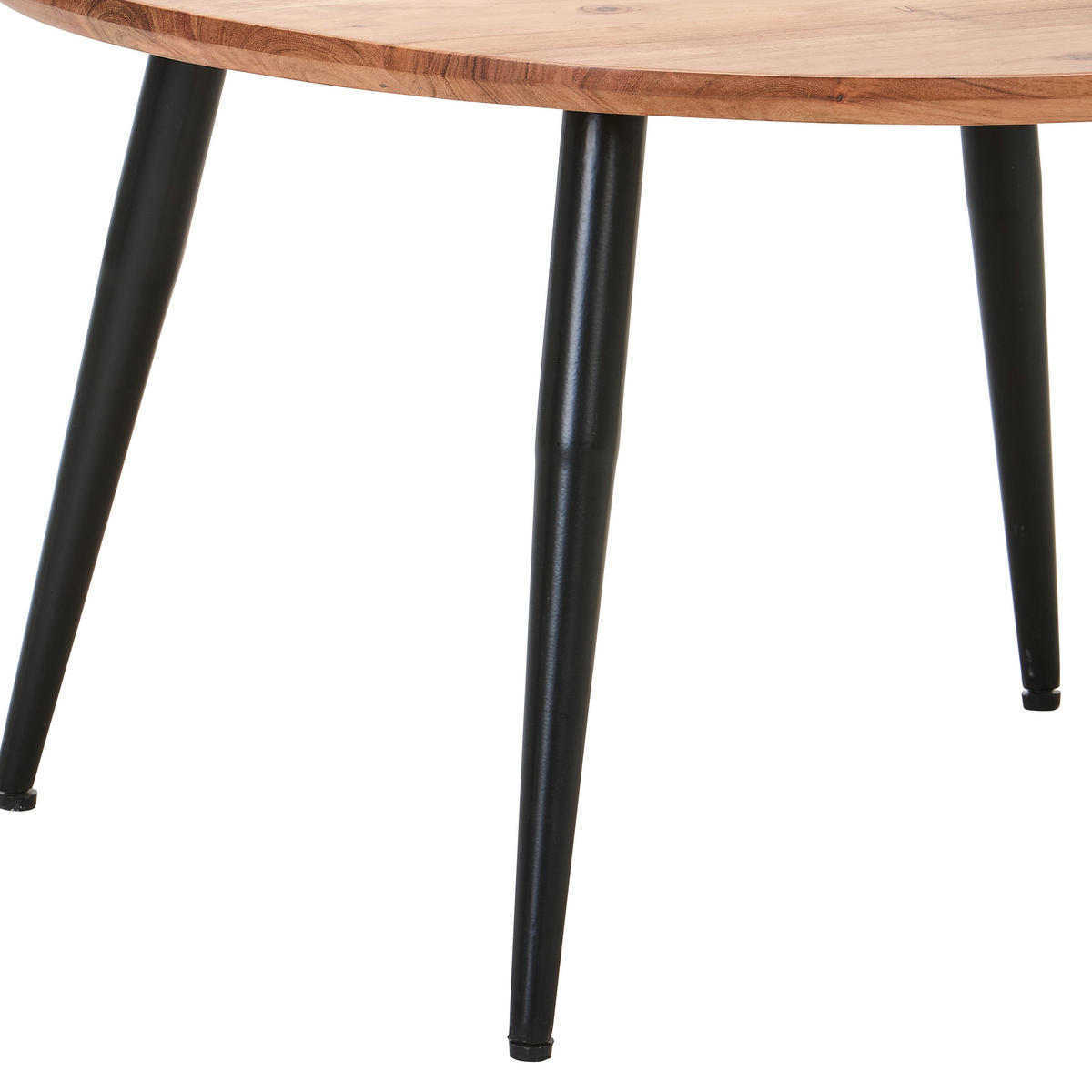 COUCHTISCH Akazie Hartholz rund Schwarz, Akaziefarben  - Schwarz/Akaziefarben, Natur, Holz/Metall (80/80/45cm) - Livetastic